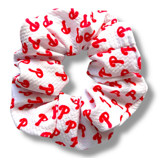 White w/Red Phillies Inspired XL Scrunchie
