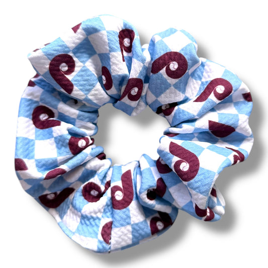 Baby Blue Checker Phillies Inspired XL Scrunchie